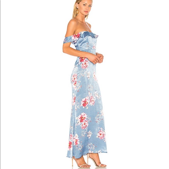 Two Arrows off the shoulder Satin Chandler Maxi Dress - Picture 2 of 4